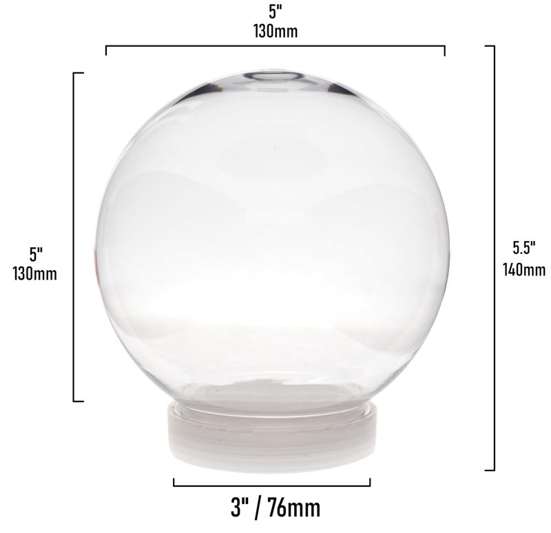 Creative Hobbies 5 Inch (130mm) DIY Snow Globe Water Globe - Clear Plastic with Screw Off Cap | Perfect for DIY Crafts and Customization - Image 3